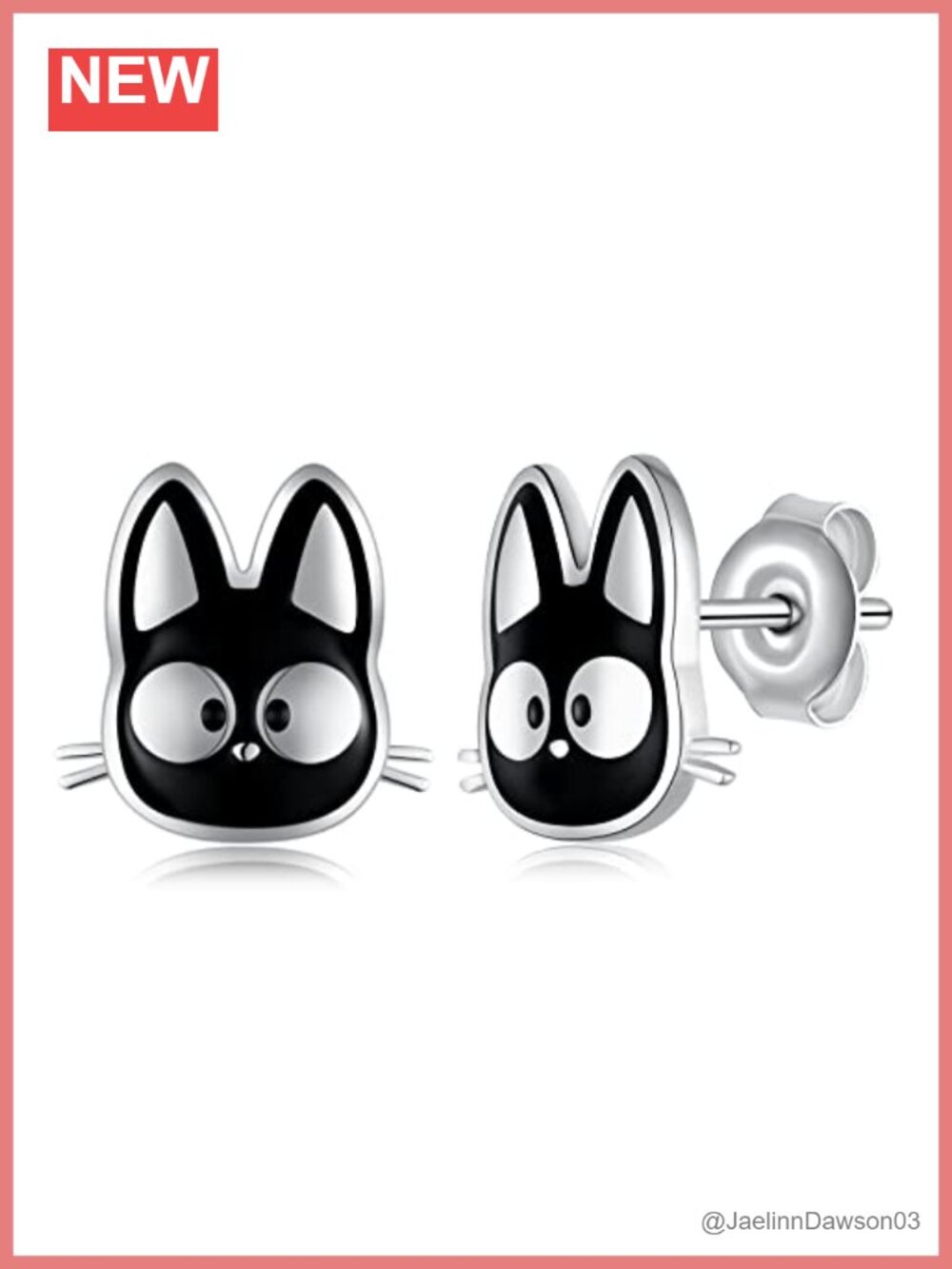 925 Sterling Silver Black Cat Stud Earrings for Women Hypoallergenic Animal